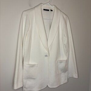 SUSAN GRAVER WEEKEND Marina Knit Blazzer Womens S White 1-Button Stretch Pockets
